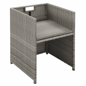 Set mobilier de exterior cu perne, 6 piese, gri, poliratan - Img 5