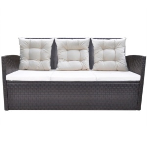 Set mobilier de exterior cu perne, 6 piese, maro, poliratan - Img 4