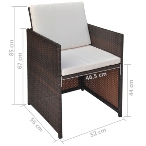 Set mobilier de exterior cu perne, 6 piese, maro, poliratan - Img 10