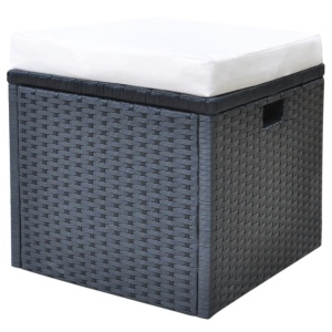 Set mobilier de exterior cu perne, 6 piese, negru, poliratan - Img 6