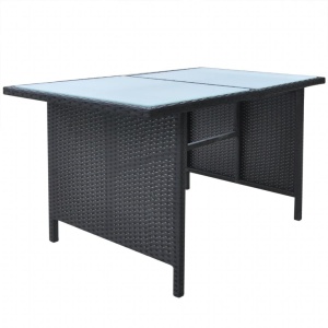 Set mobilier de exterior cu perne, 6 piese, negru, poliratan - Img 8