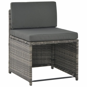 Set mobilier de exterior cu perne, 7 piese, gri, poliratan - Img 8