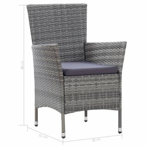 Set mobilier de exterior cu perne, 7 piese, gri, poliratan - Img 11