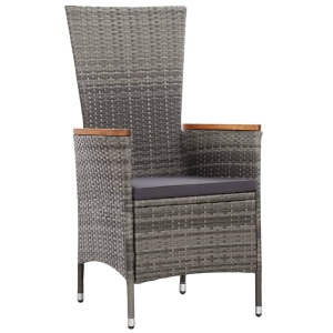 Set mobilier de exterior cu perne, 9 piese, gri, poliratan - Img 6