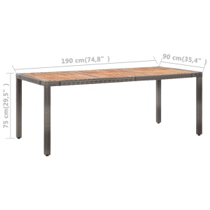 Set mobilier de exterior cu perne, 9 piese, gri, poliratan - Img 9