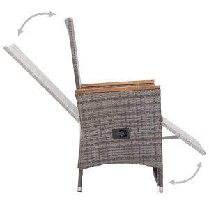 Set mobilier de exterior cu perne, 9 piese, gri, poliratan - Img 12
