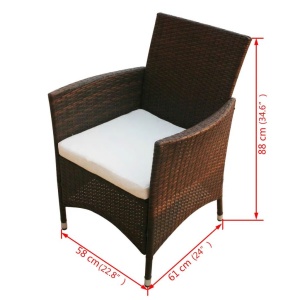Set mobilier de exterior cu perne, 9 piese, maro, poliratan - Img 7