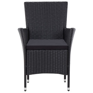 Set mobilier de exterior cu perne, 9 piese, negru, poliratan - Img 5