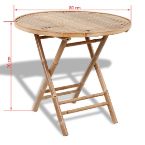 Set mobilier de exterior pliabil, 5 piese, bambus - Img 9