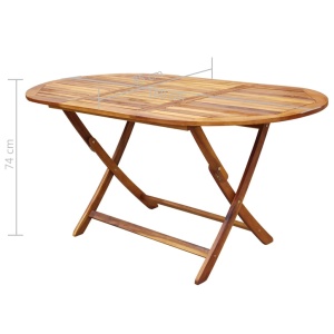 Set mobilier de exterior pliabil, 7 piese, lemn masiv de acacia - Img 10