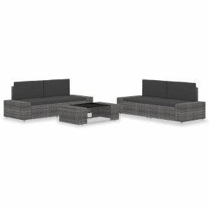 Set mobilier de grădină, 5 piese, gri, poliratan