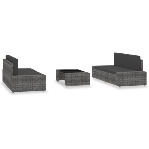 Set mobilier de grădină, 5 piese, gri, poliratan - Img 2