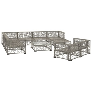 Set mobilier de grădină cu perne, 10 piese, gri, poliratan - Img 3