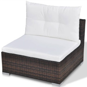 Set mobilier de grădină cu perne, 10 piese, maro, poliratan - Img 7