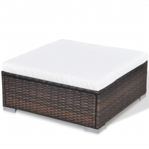 Set mobilier de grădină cu perne, 10 piese, maro, poliratan - Img 7