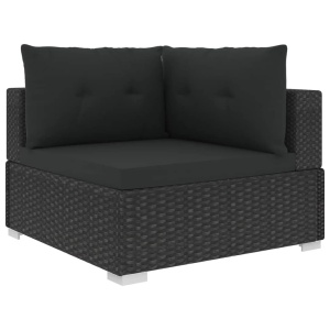Set mobilier de grădină cu perne, 10 piese, negru, poliratan - Img 4