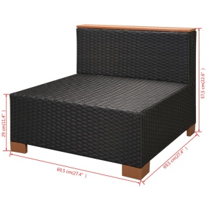 Set mobilier de grădină cu perne, 10 piese, negru, poliratan - Img 10