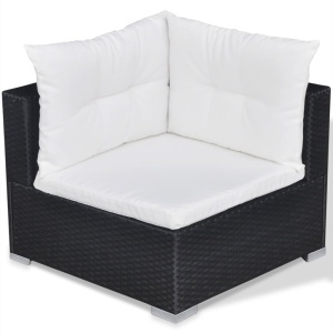Set mobilier de grădină cu perne, 10 piese, negru, poliratan - Img 6