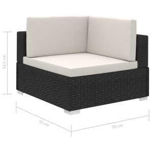 Set mobilier de grădină cu perne, 12 piese, negru, poliratan - Img 6