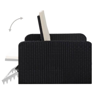 Set mobilier de grădină cu perne, 2 piese, negru, poliratan - Img 6