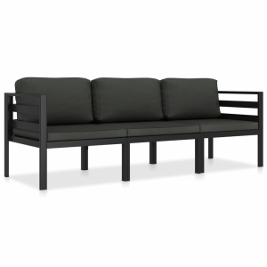 Set mobilier de grădină cu perne, 3 piese, antracit, aluminiu
