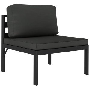 Set mobilier de grădină cu perne, 3 piese, antracit, aluminiu - Img 3