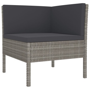 Set mobilier de grădină cu perne, 3 piese, gri, poliratan - Img 3