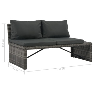 Set mobilier de grădină cu perne, 3 piese, gri, poliratan - Img 6