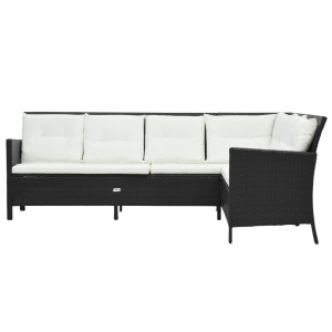 Set mobilier de grădină cu perne, 3 piese, negru, poliratan - Img 3