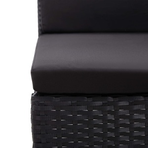 Set mobilier de grădină cu perne, 3 piese, negru, poliratan - Img 7