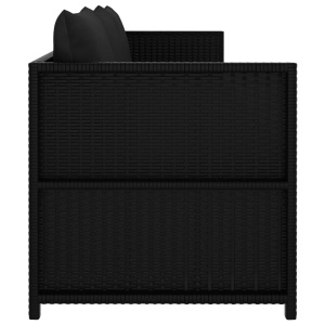 Set mobilier de grădină cu perne, 3 piese, negru, poliratan - Img 5