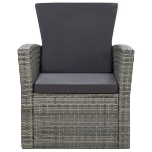 Set mobilier de grădină cu perne, 4 piese, gri, poliratan - Img 3