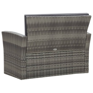 Set mobilier de grădină cu perne, 4 piese, gri, poliratan - Img 7