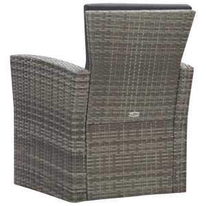 Set mobilier de grădină cu perne, 4 piese, gri, poliratan - Img 8