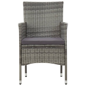 Set mobilier de grădină cu perne, 4 piese, gri, poliratan - Img 6