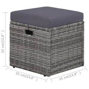 Set mobilier de grădină cu perne, 4 piese, gri, poliratan - Img 7