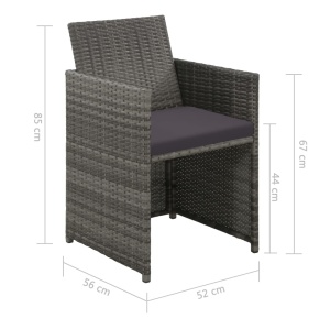 Set mobilier de grădină cu perne, 4 piese, gri, poliratan - Img 7
