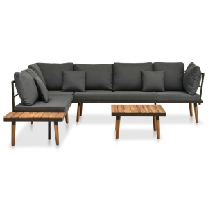 Set mobilier de grădină cu perne, 4 piese, lemn masiv de acacia - Img 2