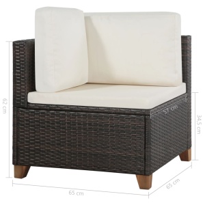 Set mobilier de grădină cu perne, 4 piese, maro, poliratan - Img 9