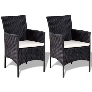 Set mobilier de grădină cu perne, 4 piese, negru, poliratan - Img 3