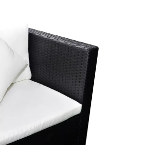 Set mobilier de grădină cu perne, 4 piese, negru, poliratan - Img 3