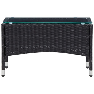 Set mobilier de grădină cu perne, 4 piese, negru, poliratan - Img 5