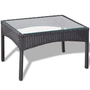 Set mobilier de grădină cu perne, 4 piese, negru, poliratan - Img 6