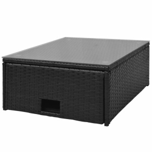 Set mobilier de grădină cu perne, 4 piese, negru, poliratan - Img 6