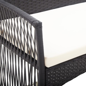 Set mobilier de grădină cu perne, 4 piese, negru, poliratan - Img 10