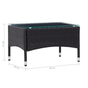 Set mobilier de grădină cu perne, 4 piese, negru, poliratan - Img 10