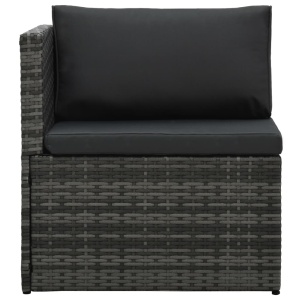 Set mobilier de grădină cu perne, 5 piese, gri, poliratan - Img 6