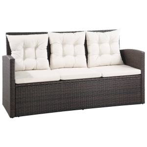Set mobilier de grădină cu perne, 5 piese, maro, poliratan - Img 2