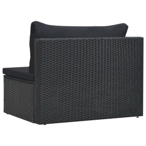Set mobilier de grădină cu perne, 5 piese, negru, poliratan - Img 7