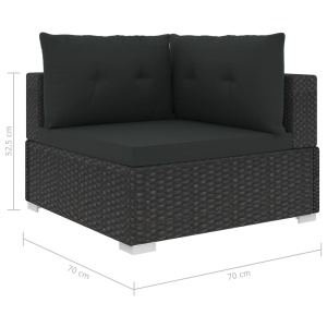 Set mobilier de grădină cu perne, 5 piese, negru, poliratan - Img 7